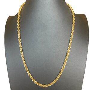 Vintage Monet Necklace Gold Tone Rope Chain Chunky 24” Classic Estate Jewelry